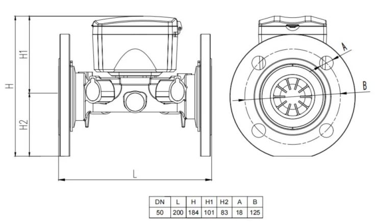 DN25–DN50 Ultrasonic Water Meter — Dimensions & installation 1